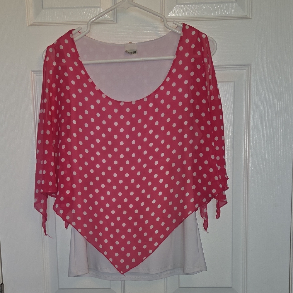 Asymmetrical Pink and White 3/4 Sleeve Tunic